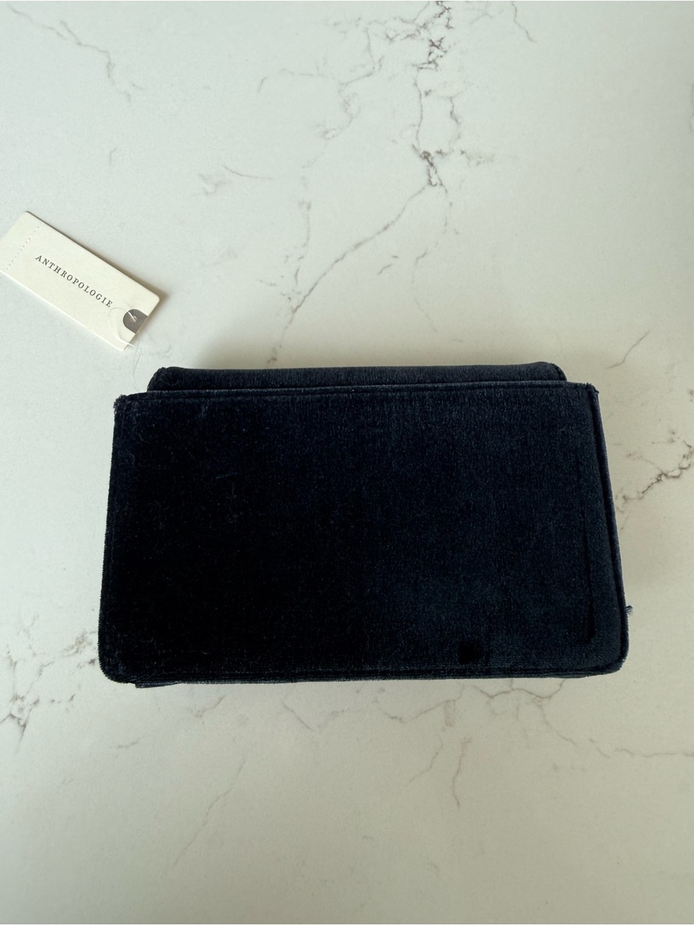 Anthropologie Navy Blue Velvet Crossbody Bag with Gold Chain NWT - Picture 7 of 10